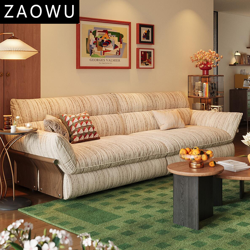 Cloud Sofa with a Vintage Style, Lazy and Comfortable, Fully Removable and Washable, Linen Fabric, Suitable for Small Living Rooms, Home Use, Straight-Row Cloud Fabric Sofa Cloud Sofa with a Vintage Style, Lazy and Comfortable, Fully Removable and Washable, Linen Fabric, Suitable for Small Living Rooms, Home Use, Straight-Row Cloud Fabric Sofa