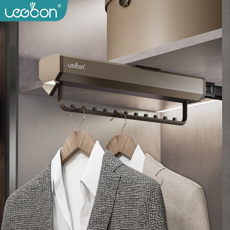 Shallow Wardrobe Hanging Rod, Top-Mounted Hanging Storage, Vertical Wardrobe Crossbar, Pull-Out Hanging Rod, Telescopic Clothes Rack