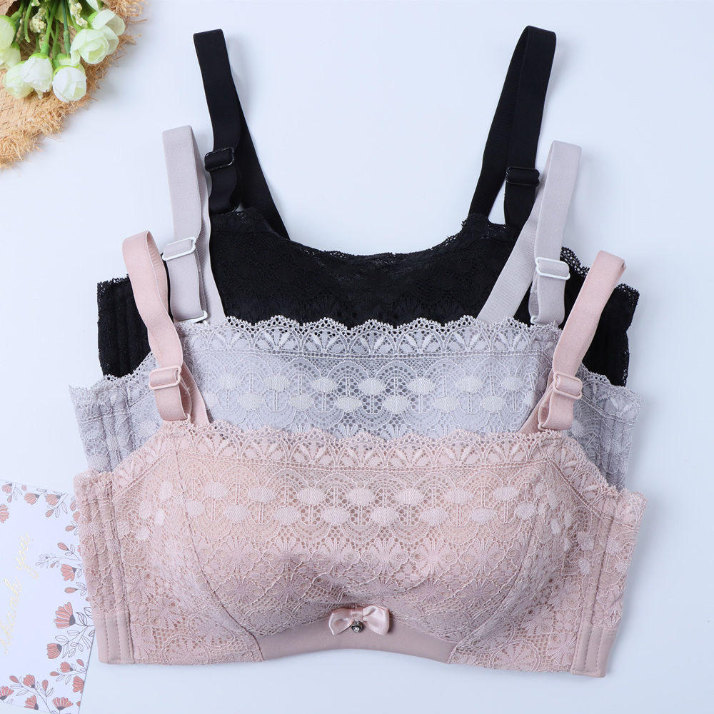 Cong Ercao anti-glare underwear lace cute light and comfortable breathable underwear no steel ring small chest gathered Zhiyitang