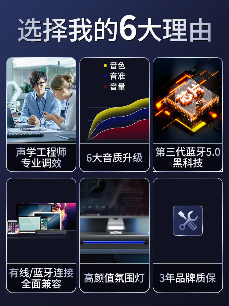 Berlin Sound Computer Speaker Desktop Long Strip Bluetooth Speaker Laptop USB Active Desktop Speaker