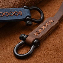 Mad horse leather car with key buckle pendant genuine leather BMW Benz Audi pull rope Porsche male and female creative