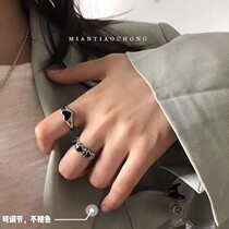 Halloween Ring Retro Dark Black Ensemble Teenage Love Cool Women Wave No Drop Color Opening Adjustable Korean Version Student Brief