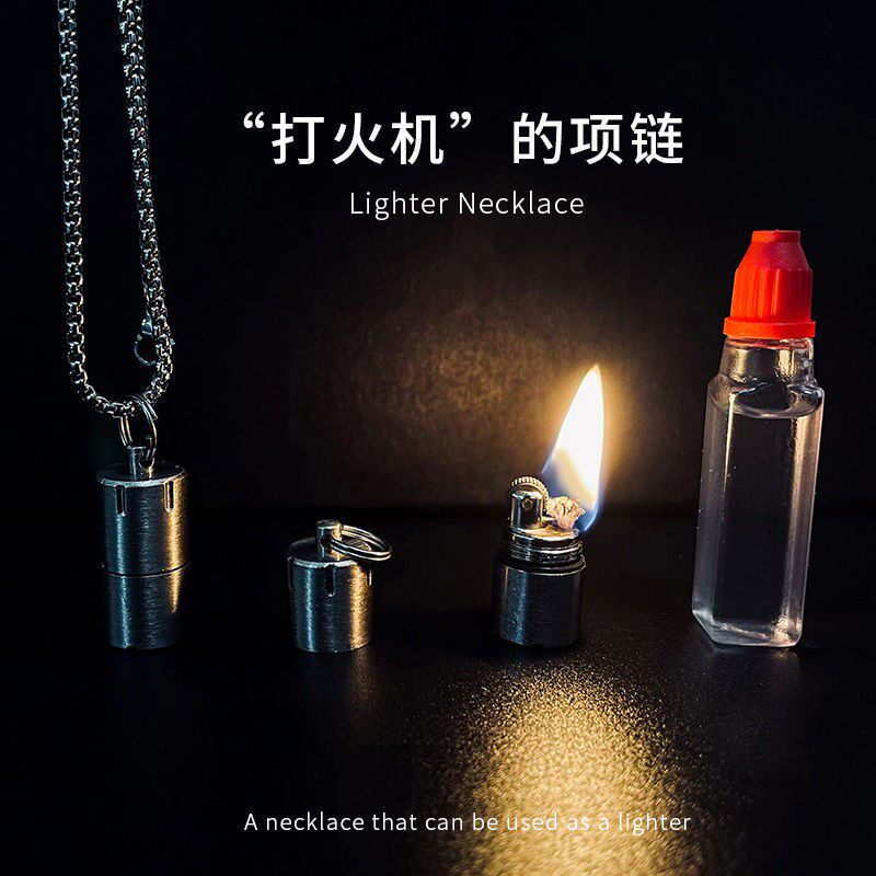 Lighter Necklace Men Mini Pocket Pendant Couple Tide Matching Clothes Hip Hop Minimalist Personality Sweater Necklace Accessories