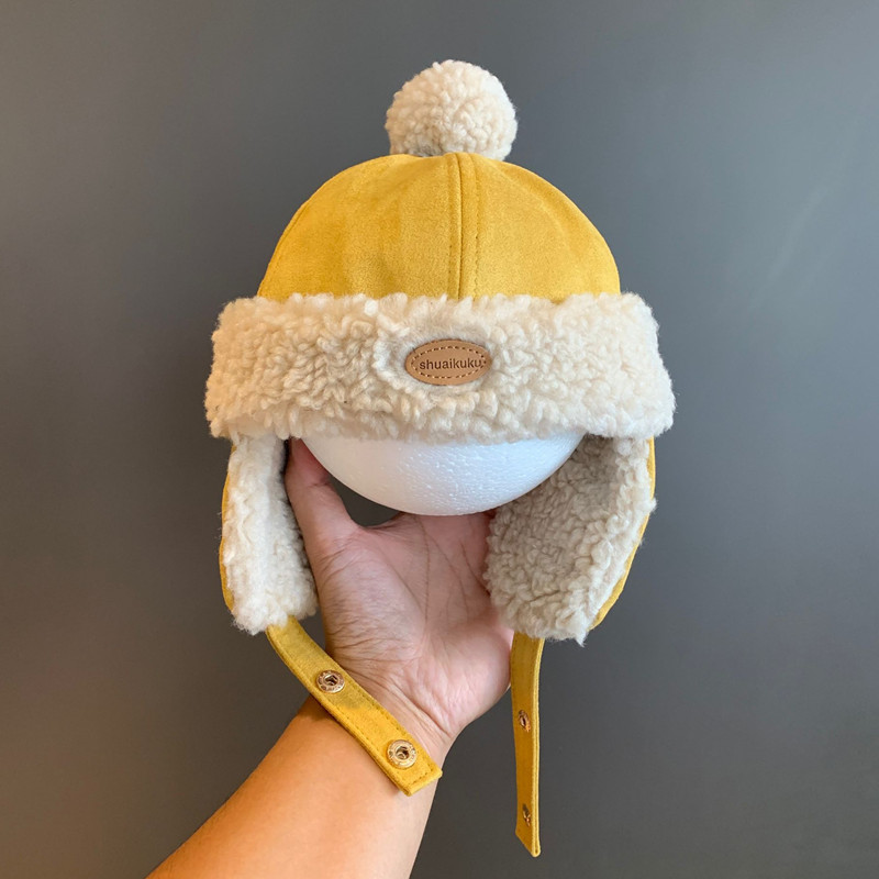 2022 New Lei Feng Hat Children Korea Fan Baby Fan Baby Autumn and Winter Warm and Handle for Boy and Girl