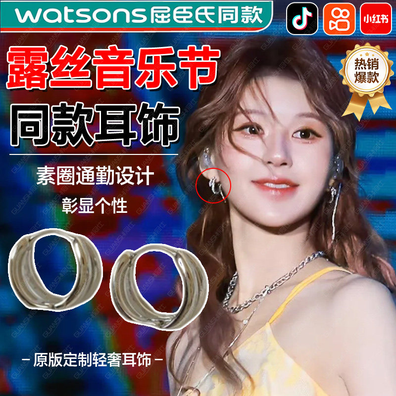 赵露思音乐节同款耳环高颜值圈圈女款显脸小轻奢高级感2025新款dx