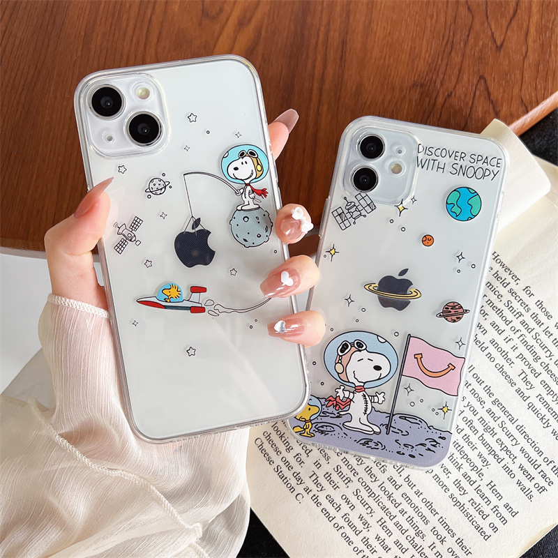 Creative Cartoon Snoopy Phone Case Suitable for Apple 13, Transparent Female Case for 6S, New 11Pro Case, Se3 Anti-Drop Case, 8Plus/15 Cute 7 Silicone Soft 13Minii