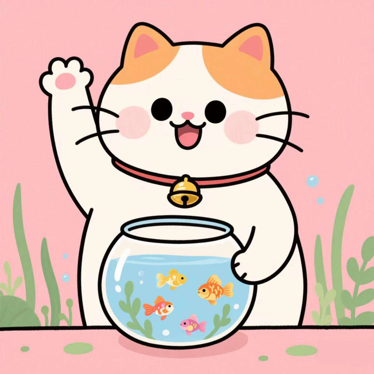招财猫小鱼馆的LOGO