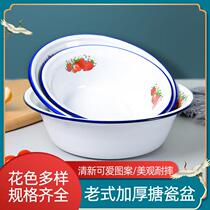 Thickened with flower enamel bowls old nostalgic home kitchen enamel soup basin retro enamel bowls deep enamel bowls