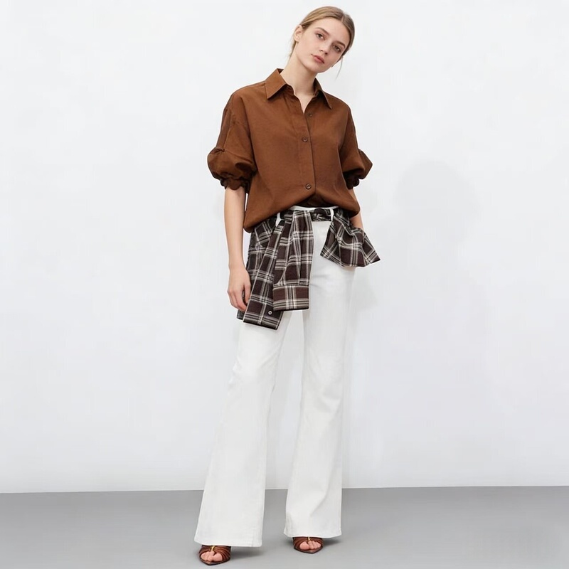 White Jeans 2026 Summer New High-Waisted Slimming Casual Versatile Pants with Detachable Waistband and Slight Flare, Containing Lyocell