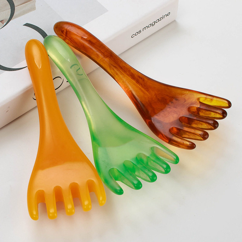 Meridian massage claw head massage comb scraping comb scraping claw green five-claw resin beeswax acupuncture stick
