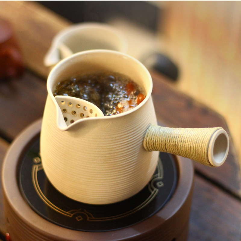 SW1C批发原矿煮茶器侧把茶壶老白茶煮茶壶泡茶壶带过滤网陶壶套装-阿里巴巴