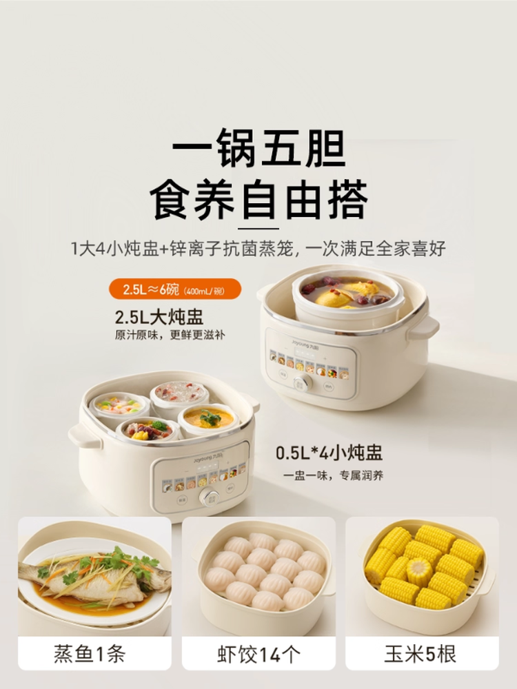 Joyoung Electric Stew Pot, Water-Sealed Stewing Pot for Home Use, Automatic Soup Pot, Bird's Nest Cooking, Porridge, Baby Food, Multifunctional Ceramic Pot