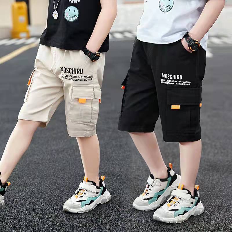 Boys' casual trousers 2022 new medium and large children's clothing trousers summer children's cropped cotton shorts outer wear summer