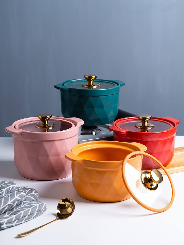 Home braised cooking saucepan with lid, small casserole pan with bright burqa soup pan high face value saucepan saucepan with lid 