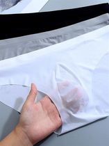 Ultra-thin underwear mens ice silk transparent U convex seamless briefs low-waisted one-piece sexy summer mens D