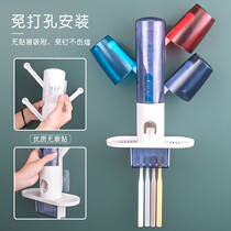 Toothbrush Shelf 2 People Toothbrush Shelf Free to punch Wall Wall-mounted Fully Automatic Suit Sloth squeeze toothpaste Divine Instrumental Press