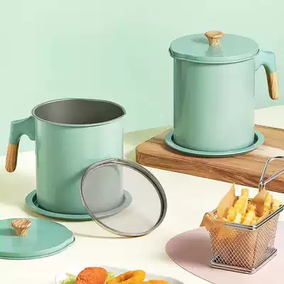 Oil storage filter slag two-in-one oil filter slag artifact filter net oil pot Household kitchen oil storage tank stainless steel oil filter god