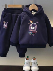 Купальник для пары 童装男童冬装加绒卫衣套装洋气宝宝儿童秋冬加厚帅气运动服两件套