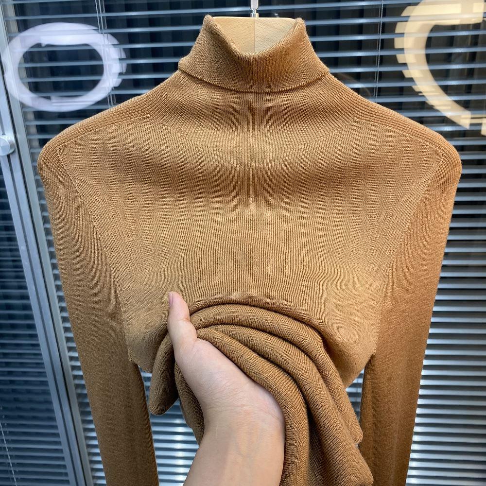 High collar soft glutinous wool beating undershirt woman 2023 autumn and winter new high-bomb foreign air to be slim and warm knit sweater-Taobao