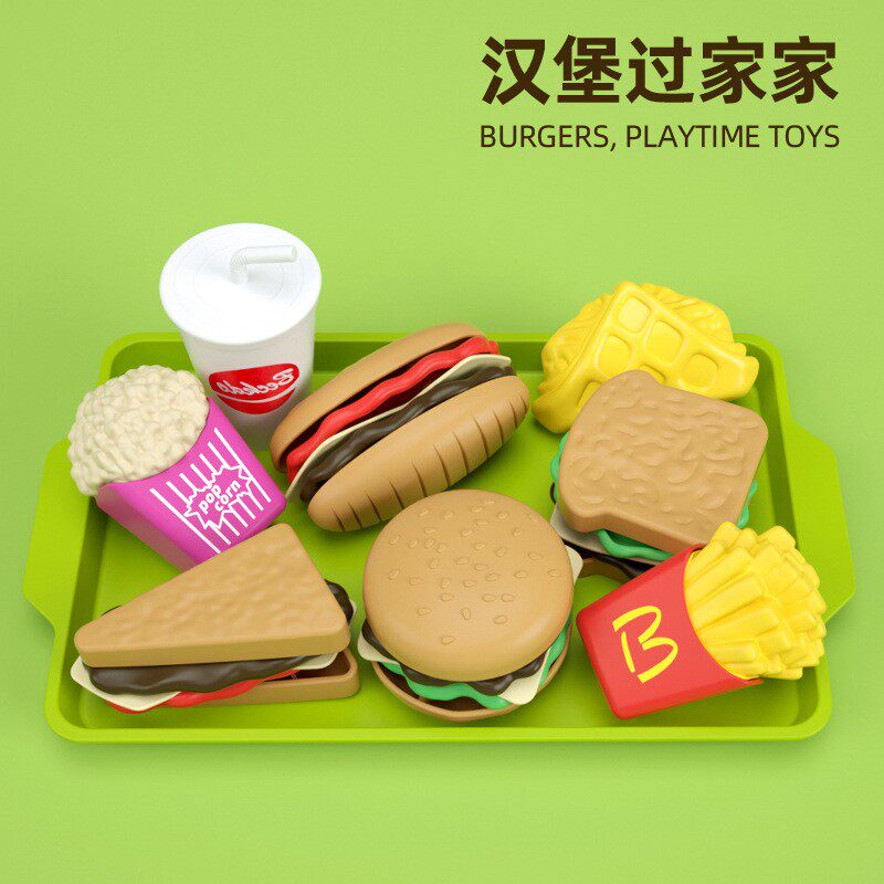 New children's play house wine kitchen burger set toy boys and girls detachable hot dog french fries sandwich model