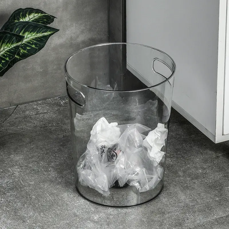 Scandinavian Transparent Household Large-Capacity Trash Can Desktop Creative Simple Living Room Wastebasket Popular Satchel Storage Bucket