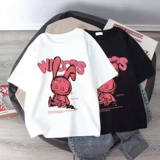 Хлопковая футболка с коротким рукавом, детская летняя одежда для школьников, 100% хлопок, подходит для подростков, в корейском стиле, популярно в интернете, в западном стиле