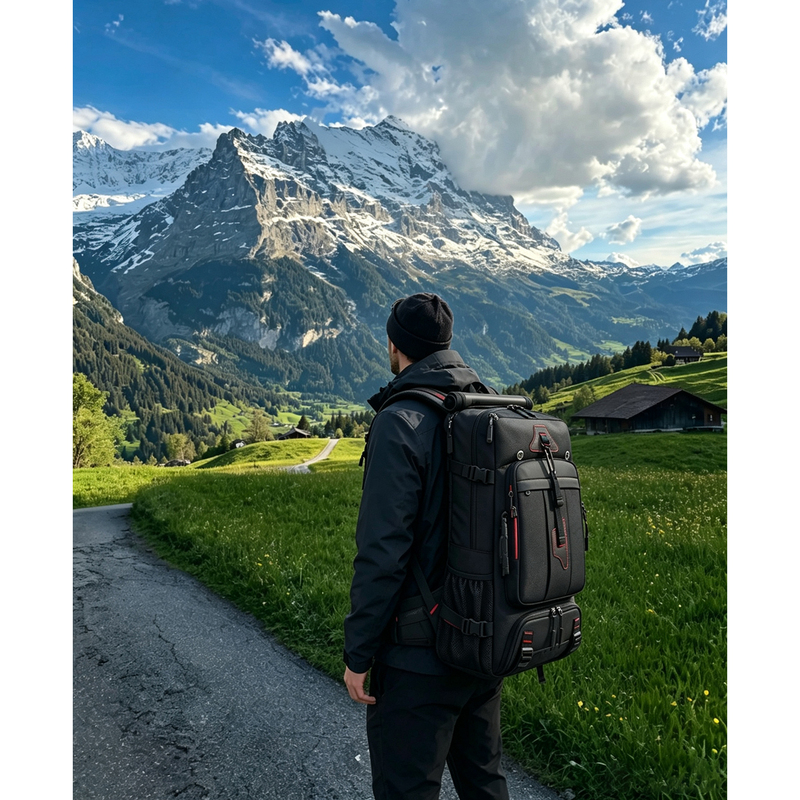 Swiss Outdoor Large-Capacity Expandable Men's Backpack Mountaineering Travel Luggage Bag Boarding Backpack Travel Lightweight