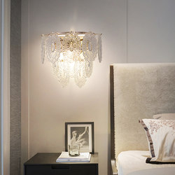 Post-Modern Light Luxury French Glass Bedside Wall Lamp Master Bedroom Simple Italian Mid-Century Creative Living Room Corridor Lighting Fixtures
