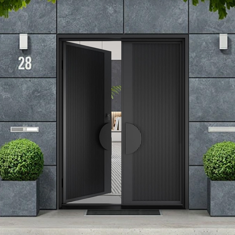 Cast Aluminum Doors for Villa Entrances, Double Doors for Rural Self-Built Homes, Double-Hinged Doors for Household Use, Fully Aluminum with Thermal Break Technology