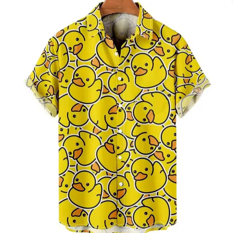 2025 Summer New Animal Duck 3D Print Men's Shirt Fashion Funny Street Shirt Cute Top for Men 2025 Summer New Animal Duck 3D Print Men's Shirt Fashion Funny Street Shirt Cute Top for Men