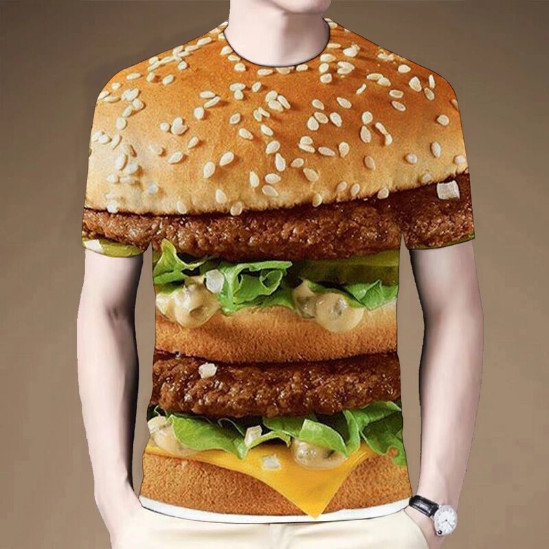 2025 Summer New Burger Series 3D Digital Printing Funny Abstract Short-Sleeve T-Shirt for Teenagers, Unisex 2025 Summer New Burger Series 3D Digital Printing Funny Abstract Short-Sleeve T-Shirt for Teenagers, Unisex