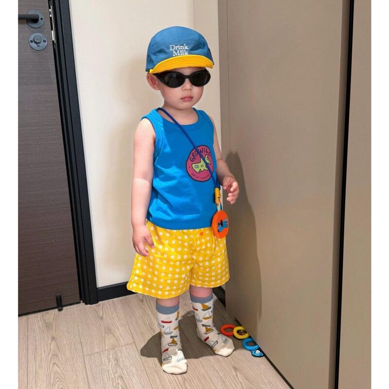 Korean Style Boys' Vest and Shorts Set, Thin and Stylish Children's Pure Cotton Sleeveless T-Shirt, Dopamine Two-Piece Set for Babies Korean Style Boys' Vest and Shorts Set, Thin and Stylish Children's Pure Cotton Sleeveless T-Shirt, Dopamine Two-Piece Set for Babies