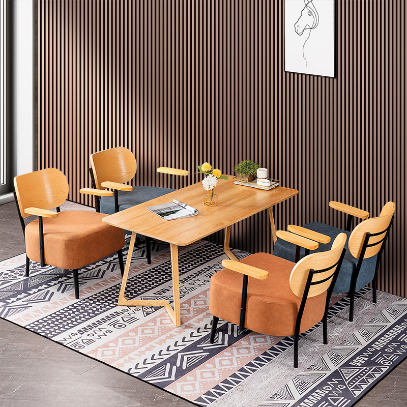 Modern minimalist dessert shop milk tea shop coffee shop book bar rest area negotiation reception sofa table and chair combination iron art