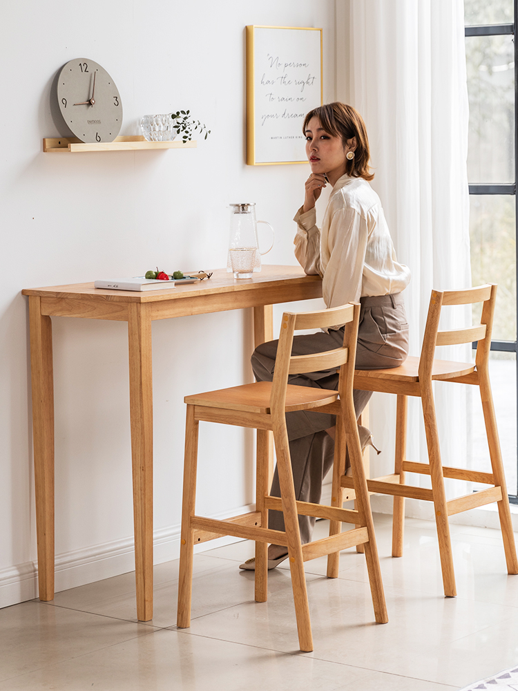 Household solid wood small bar table creative small partition milk tea shop balcony porch bar table by the window one-piece