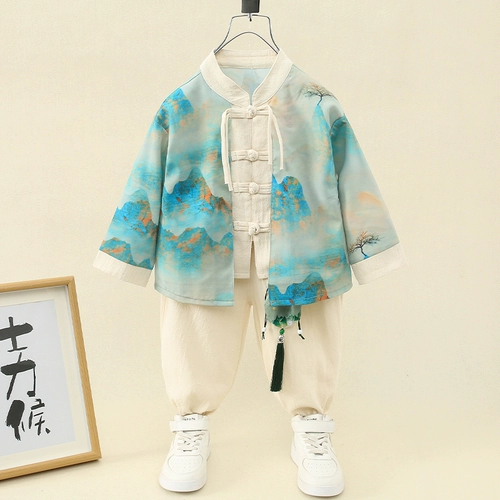 Детское ханьфу, костюм мальчика цветочника, элитный детский этнический комплект для мальчиков, китайский стиль