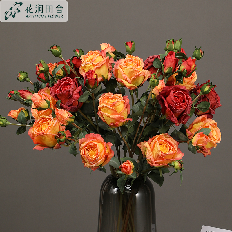 Rose Simulation Flower Delivery 2021 New Living Room Light Luxury Flower Bouquet Dry Flower Bouquet Dining Table Euro Vase
