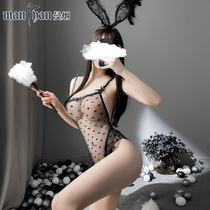 Love Lingerie Sexy Perspective Lace Harness Polo Point Rabbit Girl Conjoined Uniform Suit 9251