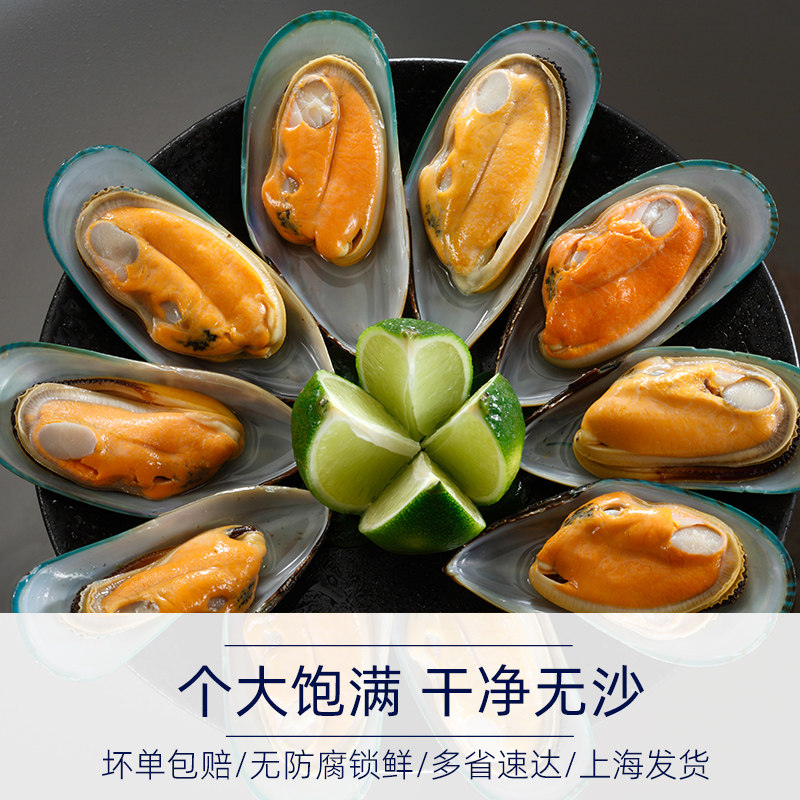 新西兰青口贝:4斤翡翠贻贝,全壳商用贝类,新鲜冷冻海虹水产淡菜,美味不可挡!🌊🍳-青口贝-淘宝百科网