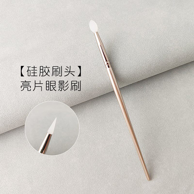 Silicone lip brush head pearl glitter eye shadow precision lipstick lip mask makeup brush portable long handle rod round pointed stick