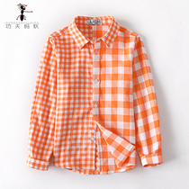 Autumn boy fried street shirt thin 2021 Korean long sleeve cotton children plaid shirt inch Spring and Autumn Tide top