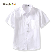Boys cotton white shirt short sleeve summer thin performance uniforms primary school uniforms Zhongda childrens white shirt