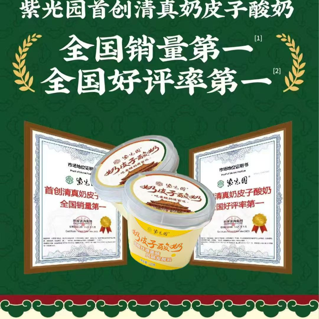 紫光园奶皮子酸奶：120g/盒，风味牛奶乳制品，清真小吃，尝过你就停不下来！
