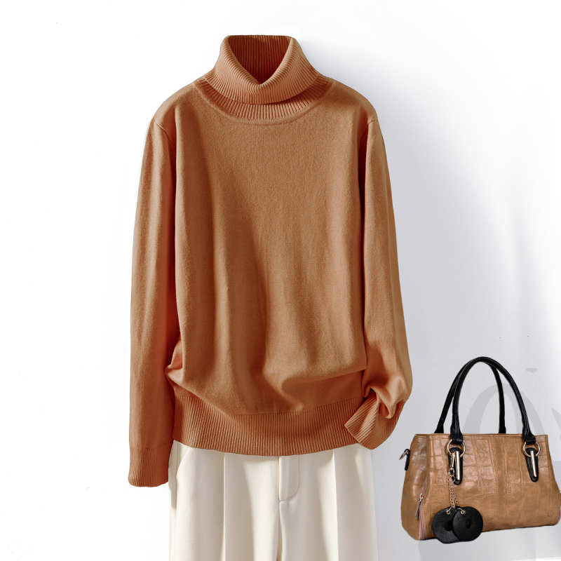 Lyocell Plus-Size Lazy Style Turtleneck Pullover Sweater for Women, Loose Versatile Knitwear, Slimming Base Shirt Top Lyocell Plus-Size Lazy Style Turtleneck Pullover Sweater for Women, Loose Versatile Knitwear, Slimming Base Shirt Top