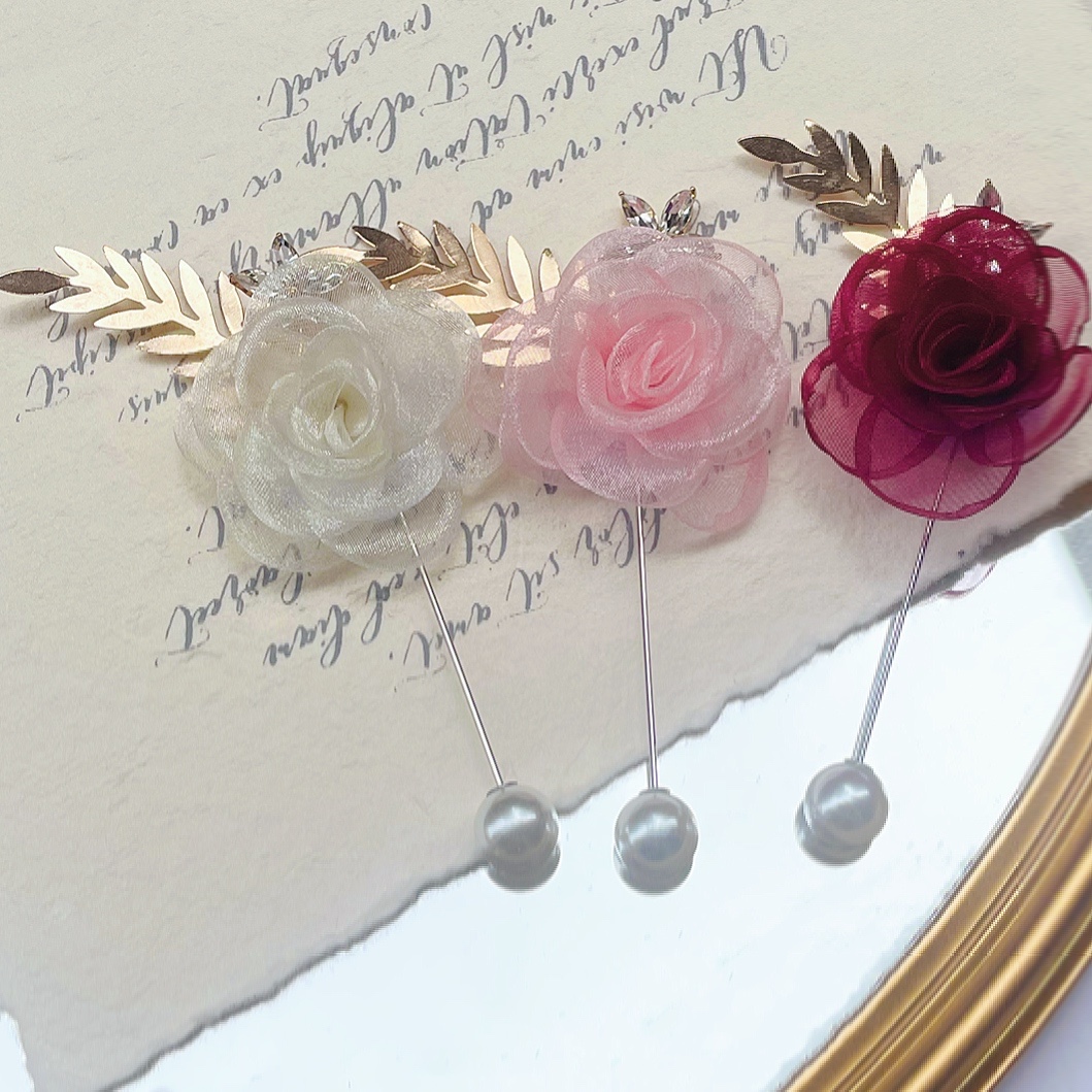 Star corsage wedding bridesmaid sister group rhinestone sparkling groom best man chiffon rose corsage