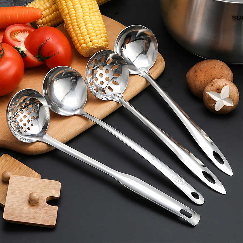 鍋用スプーン 延長型 厚手 ステンレス製 スクープ 氷 パウダー 鍋用スプーン 家庭用食器 スプーン スープツールセット