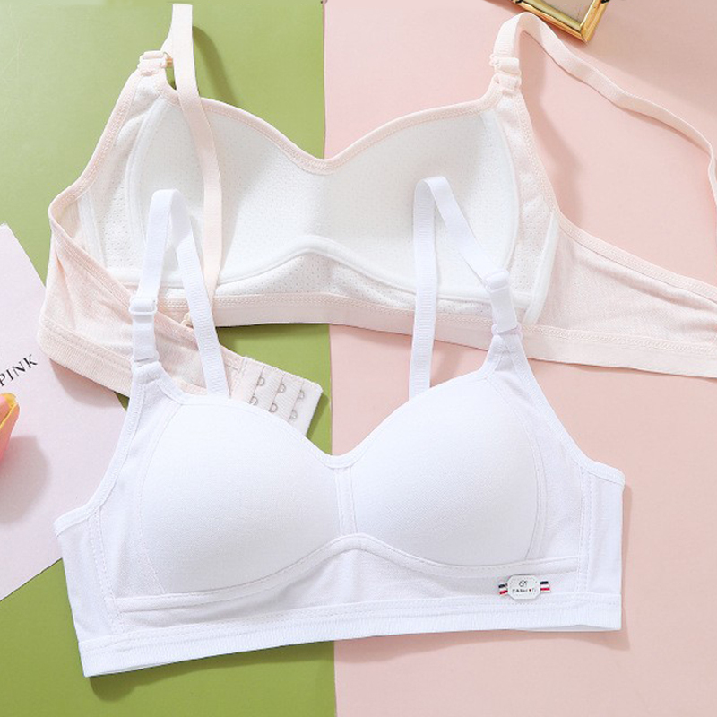 Three-Stage Girls' Bra, Pure Cotton, Adjustable and Detachable Thin Straps, Student Beauty Back Buckle Bra, Development Period Bra