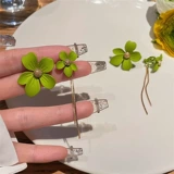 2023新款不对称花朵耳钉女S925银针春潮时尚耳夹无耳洞小众设计感