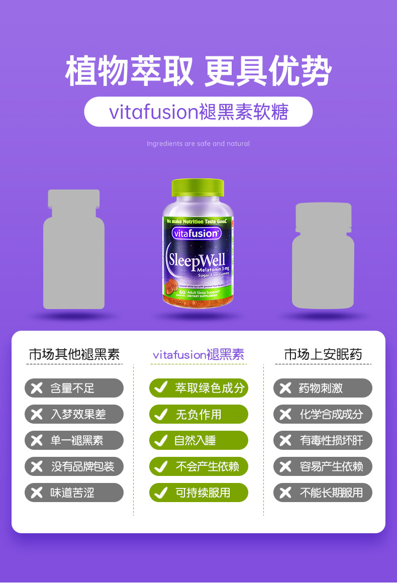 【vitafusion】褪黑素睡眠软糖60粒