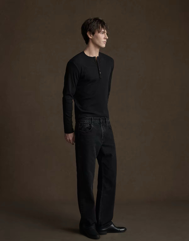 Mouton | Ribbed Henley Collar Long-Sleeve Shirt, Exclusive Slim Fit, Flattering/Highly Versatile/Best Value Mouton | Ribbed Henley Collar Long-Sleeve Shirt, Exclusive Slim Fit, Flattering/Highly Versatile/Best Value