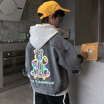 Korean childrens clothing boys autumn denim jacket 2022 new middle and big children spring and autumn childrens foreign style jacket trend